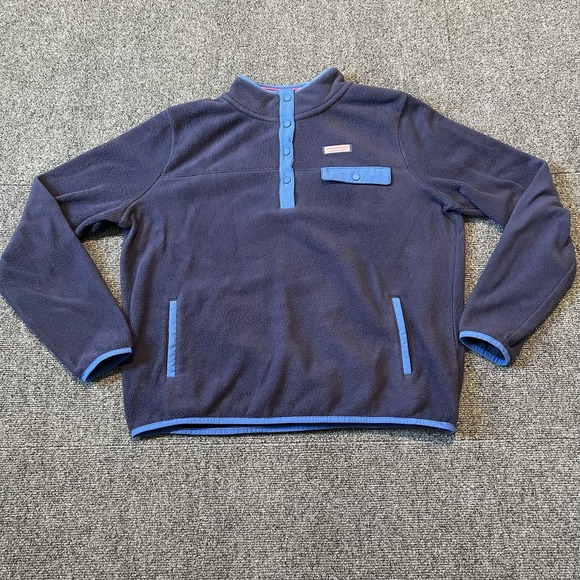 Vineyard Vines Tops - Vineyard Vines Quarter Zip Womens Large Navy Blue Pink Fleece Pullover